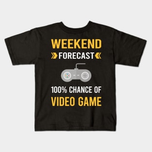 Weekend Forecast Video Games Game Gaming Gamer Kids T-Shirt